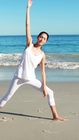 Woman-performing-stretching-exercise