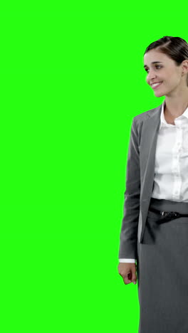 Businesswoman-touching-digital-screen