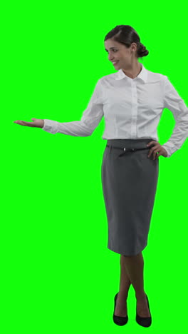 Businesswoman-gesturing-on-green-screen