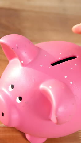 Woman-putting-coin-in-piggy-bank