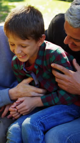 Abuelo-Padre-E-Hijo-Riendo-Al-Aire-Libre