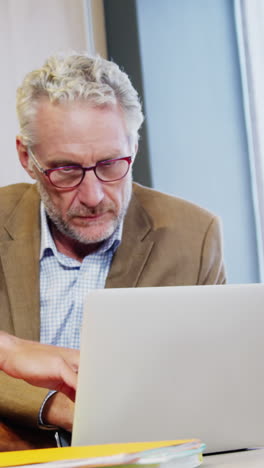 Businessman-and-coworker-discussing-over-laptop