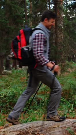 Side-view-of-couple-of-hiker-walking