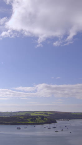 Panoramic-shot-of-cloudy-sky-above-the-sea