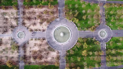 Top-Down-Aerial-View,-Golden-Gate-Park-in-San-Francisco-USA-in-Winter-Season,-High-Angle-Drone-Shot