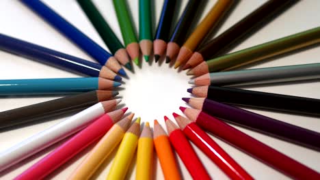 Group-of-color-pencils-isolated-on-white-background-texture-top-view