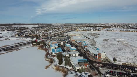 Calgary,-Alberta---February,-4,-2023:-Aerial-view-of-a-small-shopping-plaza-in-Calgary-Alberta