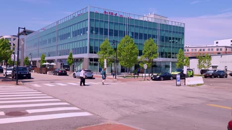 Dowtown-Portland-showing-new-buildings-and-people-walking