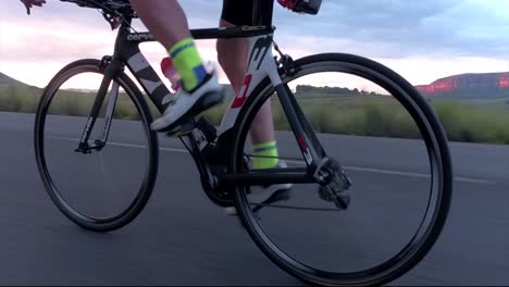 HD-Shot-of-Road-Bicycle-and-Rider-In-Perfect-Landscape-In-Clarens-Free-State-South-Africa-Medium-to-Close-Up