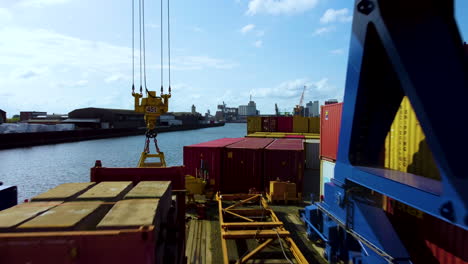 Cargo-Ship-Being-Loaded-With-Intermodal-Containers-At-The-Port-Of-Bremen-In-Germany