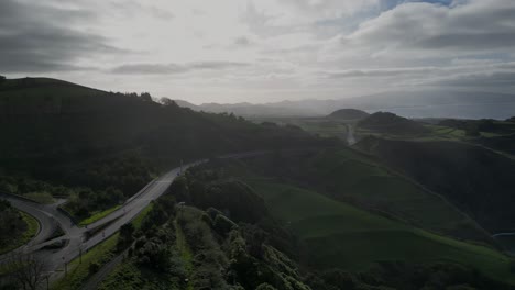 Panoramic-view-of-ocean-waves-gently-crashing-along-the-shores-of-the-Portuguese-Riviera-in-the-Azores,-Portugal,-showcasing-the-serene-coastal-charm-and-breathtaking-natural-beauty