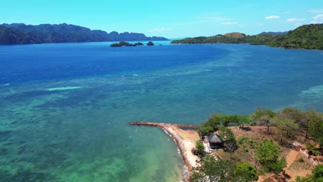 Above-Cabo-Beach-View-Shallow-Water-With-Islands-On-Horizon-Drone-Descend