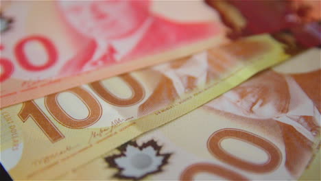 Una-Pequeña-Colección-De-Billetes-De-Plástico-De-Un-Dólar-Canadiense