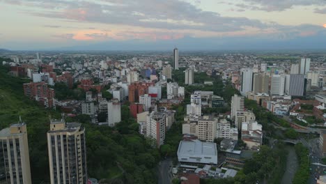 Aerial-View-of-Western-Cali,-Centenario-and-El-Penon-Neighborhood,-Colombia