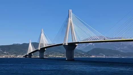 Rio-Antirrio-cable-stayed-Bridge-crossing-the-Gulf-of-Corinth,-Greece