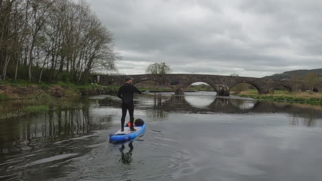 Stand-Up-Paddleboard-POV-on-River-Suir-in-County-Tipperary,-Ireland