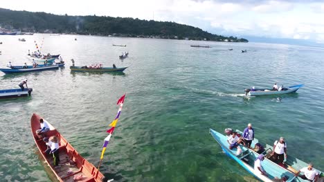 Aerial-capture-of-several-tourist-transport-vessels