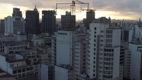 Aerial-view-of-Altino-Arantes-building,-called-Banespao,-Sao-Paulo-downtown,-Brazil