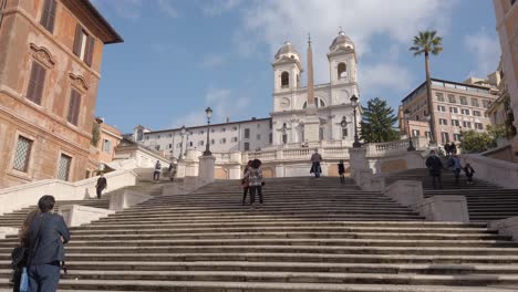 View-on-Spanish-steps,-a-monumental-stairway-in-the-city-center-of-Rome,-capital-of-italy