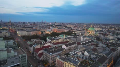 Aerial-Drone-Of-Vienna-Cityscape-During-Early-Evening-Light