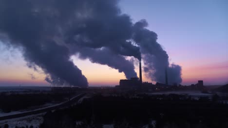 Drone-shot-around-Sherco-Power-Station,-during-the-evening