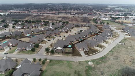 This-is-an-aerial-drone-video-rising-above-a-neighborhood-in-Keller-Texas