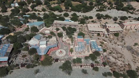 Aerial-View-Of-Museo-Pachamama-Building-Complex-In-Amaicha-Del-Valle,-Tucumán,-Argentina