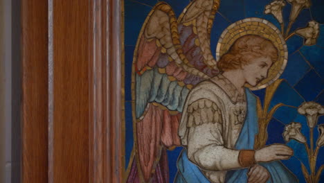 Decoration-inside-St-Mary's-Church-Ealing-in-London-Showing-Mosaic-of-Angel-Gabriel