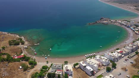 Luftaufnahme-Des-Strandes-Von-Haraki,-Rhodos,-Griechenland