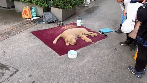 Hund-Sandskulptur-Auf-Der-Straße-In-Basel