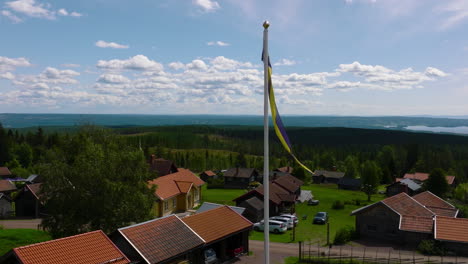 Swedish-flag-waving-in-the-wind-on-a-summar-day