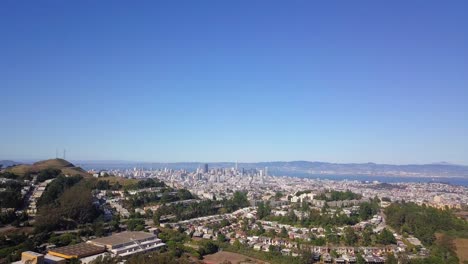 Skyline-Der-San-Francisco-Bay-Area-über-Den-Bergen-Vor-Einem-Klaren-Blauen-Himmel