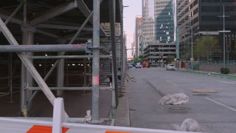 Road-closer-by-police-do-to-major-storm-in-downtown-Houston-after-buildings-are-damaged