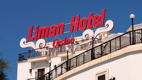 View-Of-Red-Liman-Hotel-Casino-Signage-On-Top-Of-Building-In-Nicosia