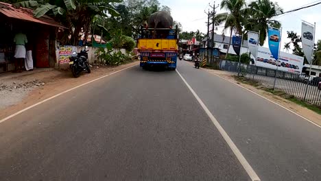 Time-lapse-shot-of-a-south-Indian-town-Elephant-Transportation,Asian