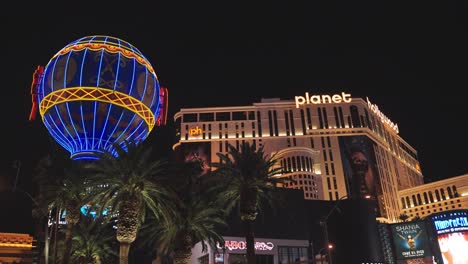 View-of-famous-Planet-Hollywood-resort-in-Las-Vegas-Strip,-Nevada,-USA-during-nighttime