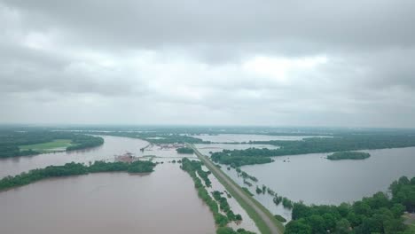 Historic-flooding-Arkansas-River-near-Pine-Bluff,-Jefferson-County