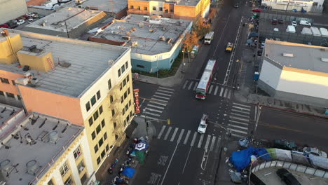 Drone-shot-showing-massive-homeless-encampment-in-Downtown-Los-Angeles's-Skid-Row