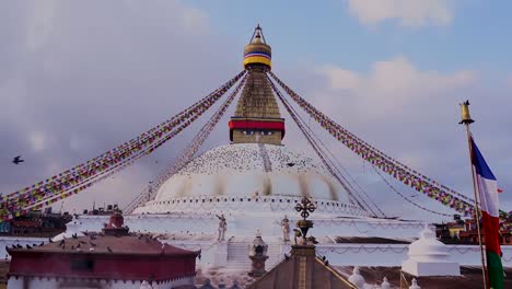 Landscape-view-of-Baudhanath-Stupa-in-Kathmandu,-Nepal