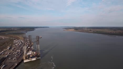 Drone-flies-above-windfarm-erecting-ship-in-Harwich-International-Port