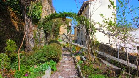 Prehistoric-Village-With-Poets-Garden-In-Morella,-Province-of-Castellon,-Spain