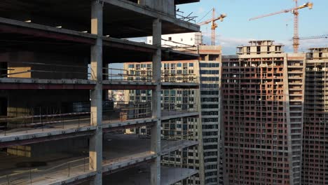 Aerial-View-of-Skyscrapers-Under-Construction-in-Kyiv,-Ukraine