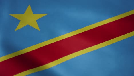 Bandera-De-La-República-Democrática-Del-Congo,-Cámara-Lenta-Ondeando