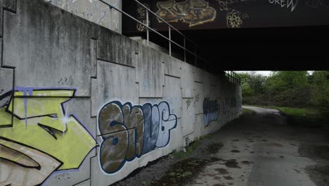 Graffiti-Unter-Der-Autobahnbrücke-M6,-River-Blythe,-East-Birmingham,-Leitartikel