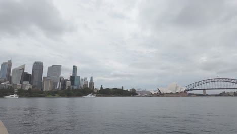 Sydney-Harbour-Bridge,-Opera-House,-Sydney-Tower-and-Skyscrapers-from-Mrs