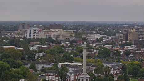 Trenton-New-Jersey-Aerial-v10-zoomed-low-flyover-North-25-capturing-Battle-Monument-and-panoramic-views-of-residential-neighborhood-and-downtown-cityscape---Shot-with-Mavic-3-Pro-Cine---September-2023