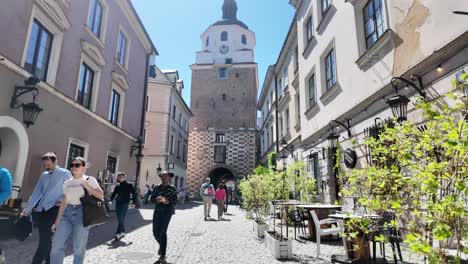 Tourists-explore-the-streets-of-the-Old-Town-in-Lublin