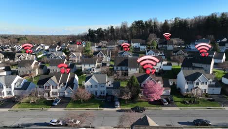 WiFi-7-Symbole-In-Der-Amerikanischen-Nachbarschaft