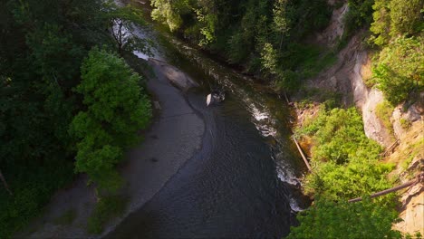 Scenic-stationary-shot-of-flowing-Salmon-Cedar-River-in-Washington-State