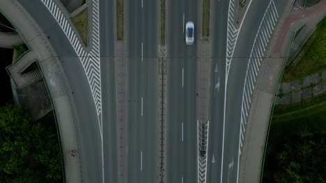 Birdseye-view,-Warsaw-City-highway,-road-infrastructure,-transportation